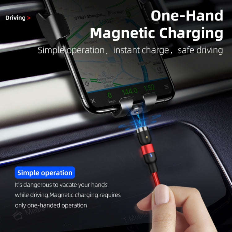 1m 2A Output USB to 8 Pin Nylon Braided Rotate Magnetic Charging Cable(Black)
