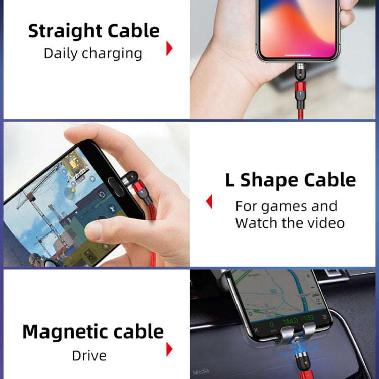 1m 2A Output USB to 8 Pin Nylon Braided Rotate Magnetic Charging Cable(Black)