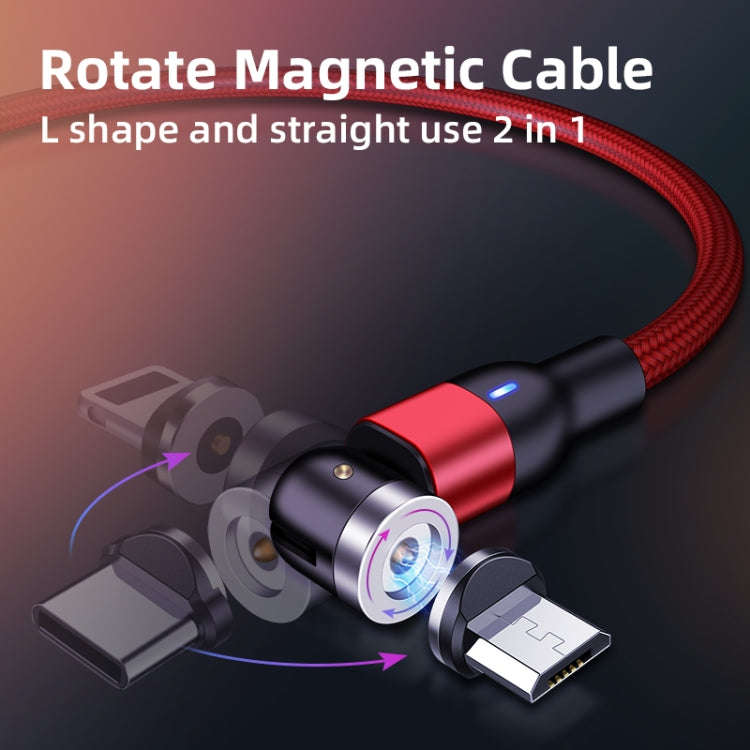 1m 2A Output USB to 8 Pin Nylon Braided Rotate Magnetic Charging Cable(Black)