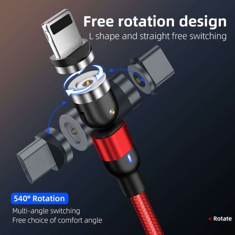 1m 2A Output USB to 8 Pin Nylon Braided Rotate Magnetic Charging Cable(Black)