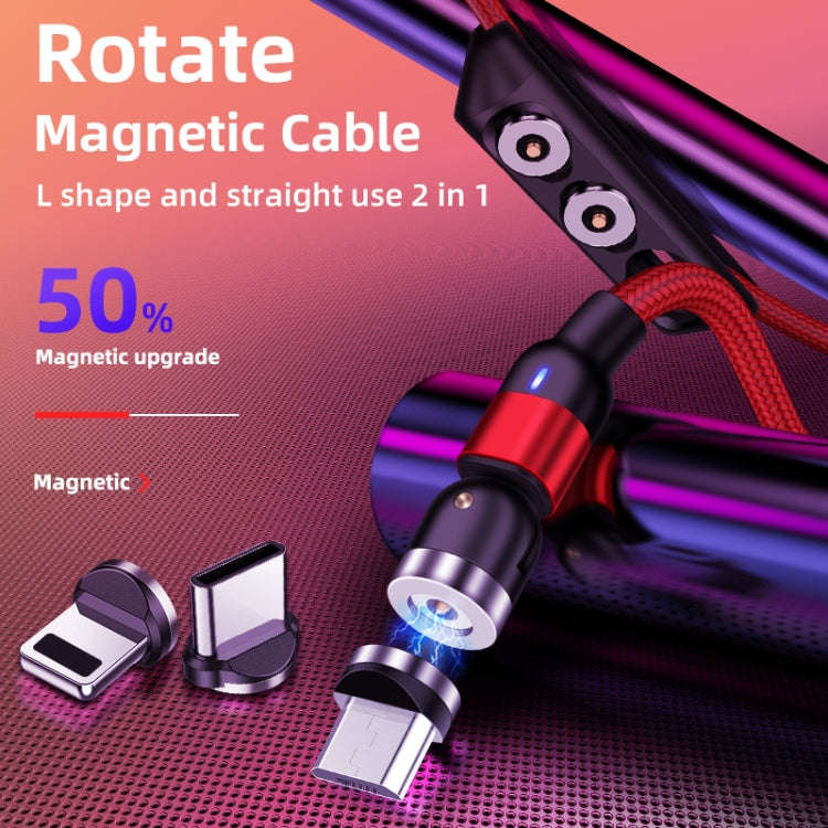 1m 2A Output USB to 8 Pin Nylon Braided Rotate Magnetic Charging Cable(Black)