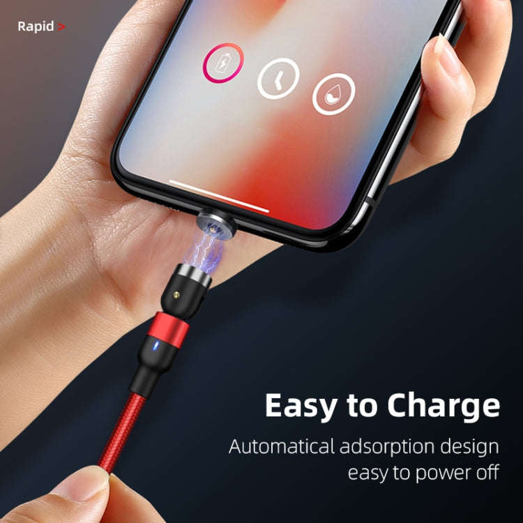 1m 2A Output USB to 8 Pin Nylon Braided Rotate Magnetic Charging Cable(Black)