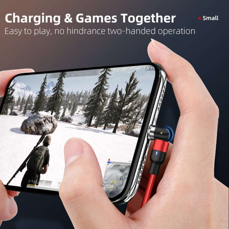 1m 2A Output 3 in 1 USB to 8 Pin + USB-C / Type-C + Micro USB Nylon Braided Rotate Magnetic Charg...