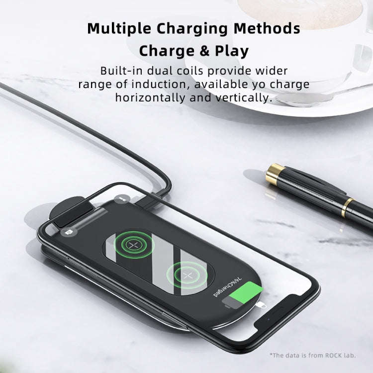 ROCK W30 15W Mobile Phone Wireless Charger Foldable Desktop Holder (Black)