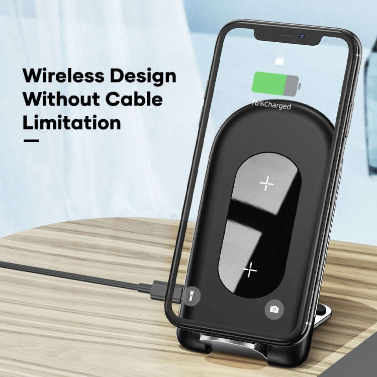 ROCK W30 15W Mobile Phone Wireless Charger Foldable Desktop Holder (Black)