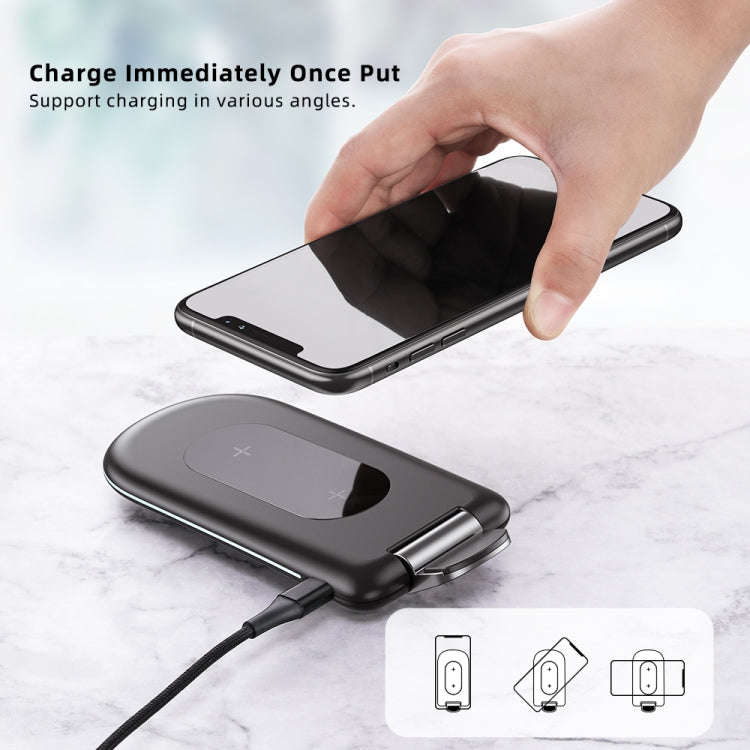 ROCK W30 15W Mobile Phone Wireless Charger Foldable Desktop Holder (Black)