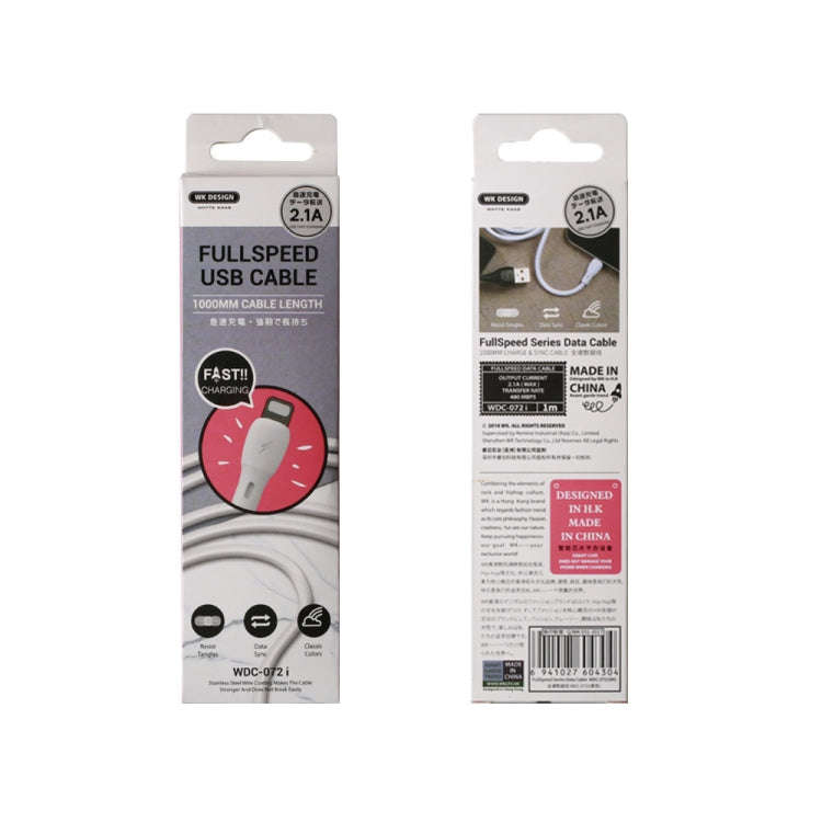 WK WDC-072 1m 2.1A Output Full Speed Series USB to 8 Pin Data Sync Charging Cable (Black)