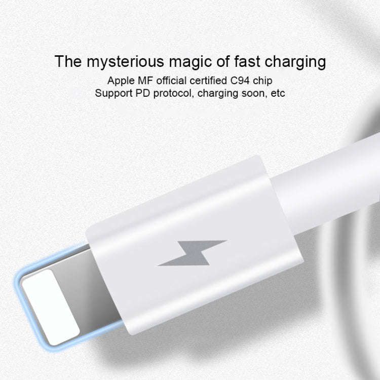 WK WDC-108 20W Type-C / USB-C to 8 Pin PD Fast Charging Cable , Length: 1.2m (White)