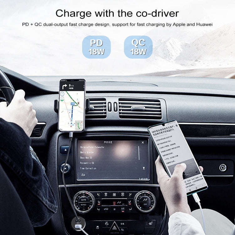awei C-822 18W PD 8 Pin + 18W QC 3.0 USB Interface Car Charger(Black)