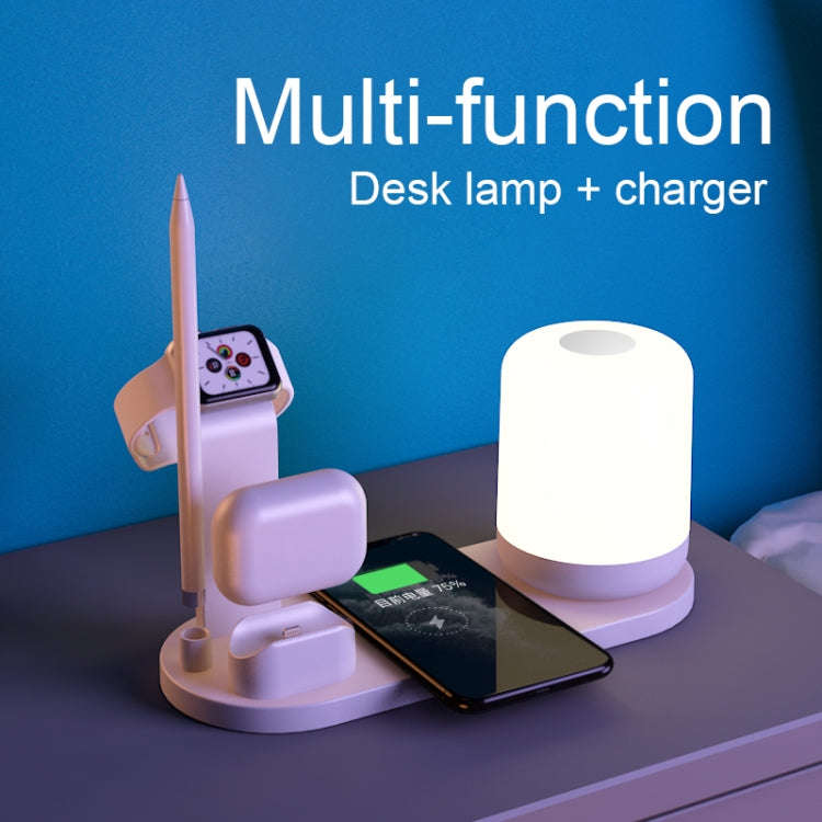 WS6 10W 2 USB Ports + USB-C / Type-C Port Multi-function Desk Lamp + Qi Wireless Charging Charger...