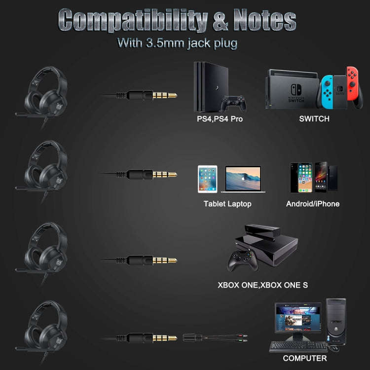 ONIKUMA K19 Single Plug Light Adjustable Gaming Headphone with Microphone(Black)