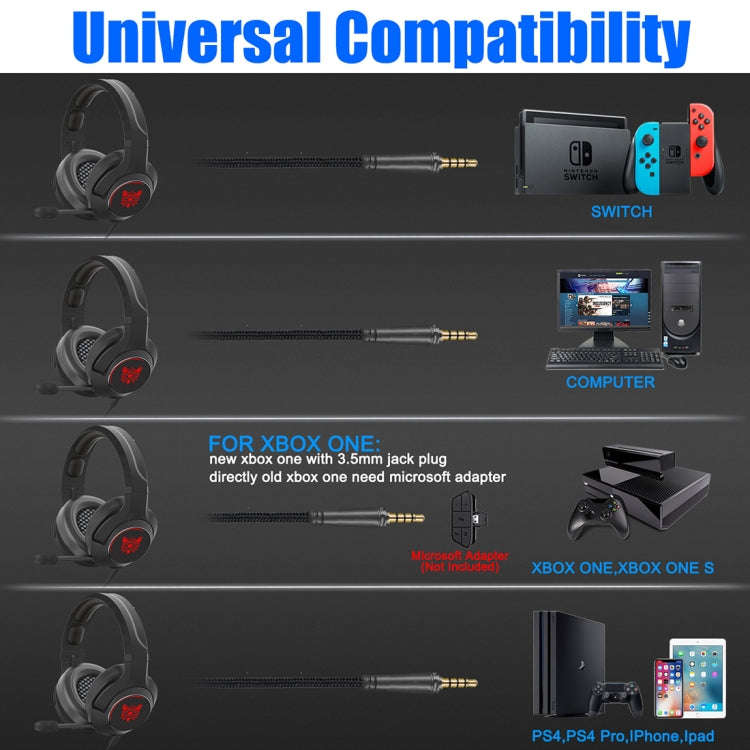 ONIKUMA K9 Single Plug RGB Adjustable Gaming Headphone with Microphone(Black)
