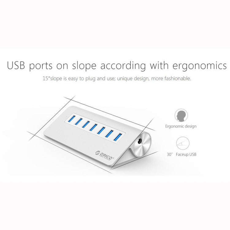 ORICO M3H7-V1 Aluminum Alloy 7 USB 3.0 Ports HUB with 30W Power Adapter