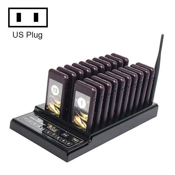 QC100 999 Channel Restaurant Wireless Paging Queuing Calling System with 20 Call Coaster Pagers, ...