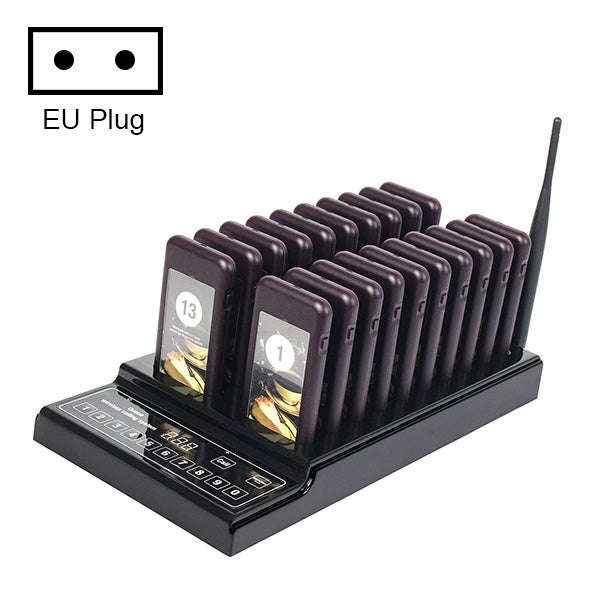 QC100 999 Channel Restaurant Wireless Paging Queuing Calling System with 20 Call Coaster Pagers, ...
