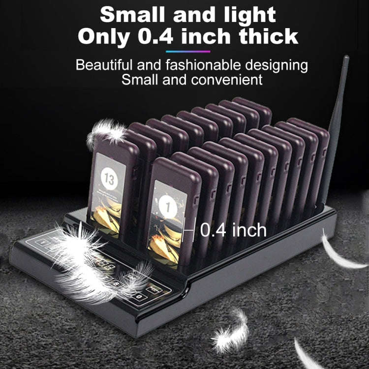 QC100 999 Channel Restaurant Wireless Paging Queuing Calling System with 20 Call Coaster Pagers, ...