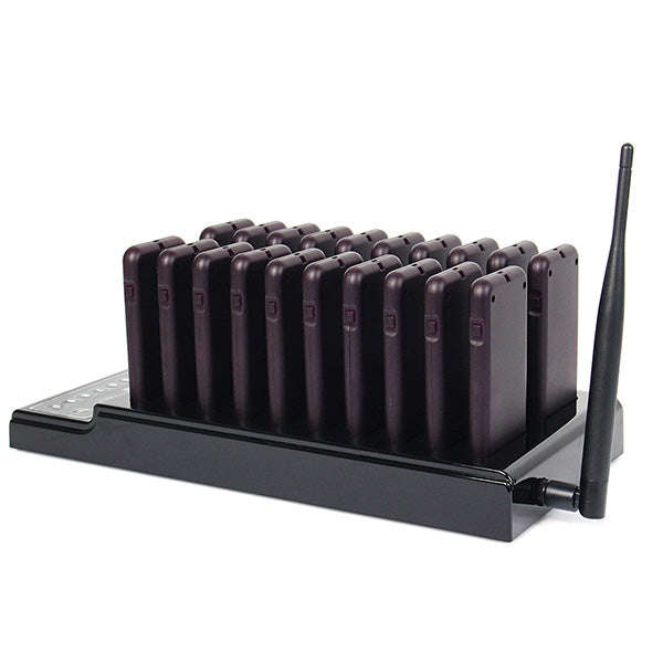 QC100 999 Channel Restaurant Wireless Paging Queuing Calling System with 20 Call Coaster Pagers, ...