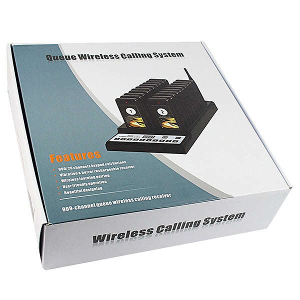 QC100 999 Channel Restaurant Wireless Paging Queuing Calling System with 20 Call Coaster Pagers, ...