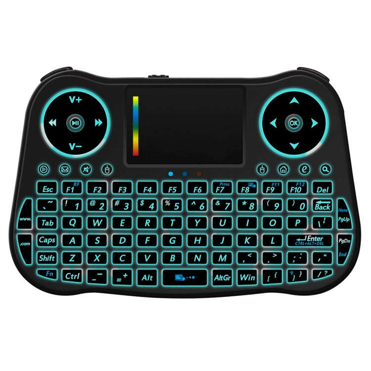 MT08 2.4GHz Mini Wireless Air Mouse QWERTY Keyboard with Colorful Backlight & Touchpad & Multimed...