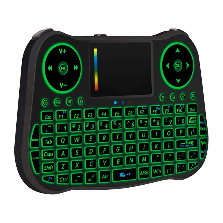 MT08 2.4GHz Mini Wireless Air Mouse QWERTY Keyboard with Colorful Backlight & Touchpad & Multimed...