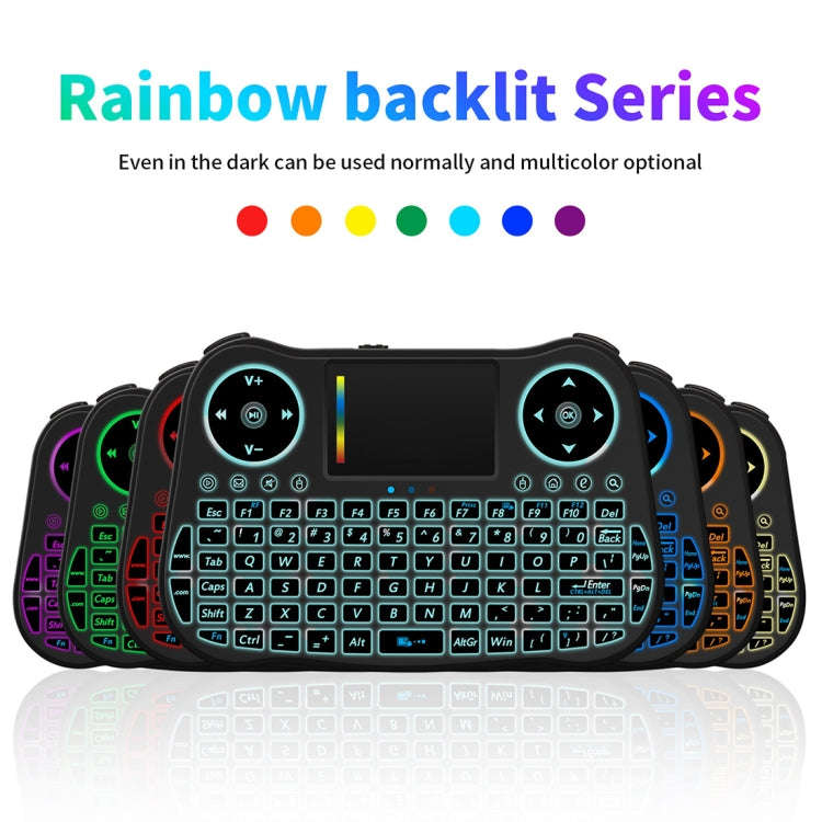 MT08 2.4GHz Mini Wireless Air Mouse QWERTY Keyboard with Colorful Backlight & Touchpad & Multimed...