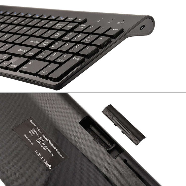 K368 Dual Mode Dual Channel 102 Keys Wireless Bluetooth Keyboard for Laptop, Notebook, Tablet and...