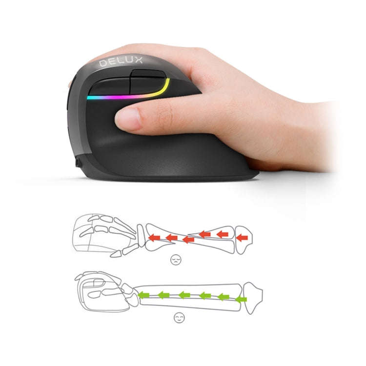 DELUX M618 Mini 2.4G Wireless 2400DPI USB Rechargeable Ergonomic Vertical Mouse(Grey)