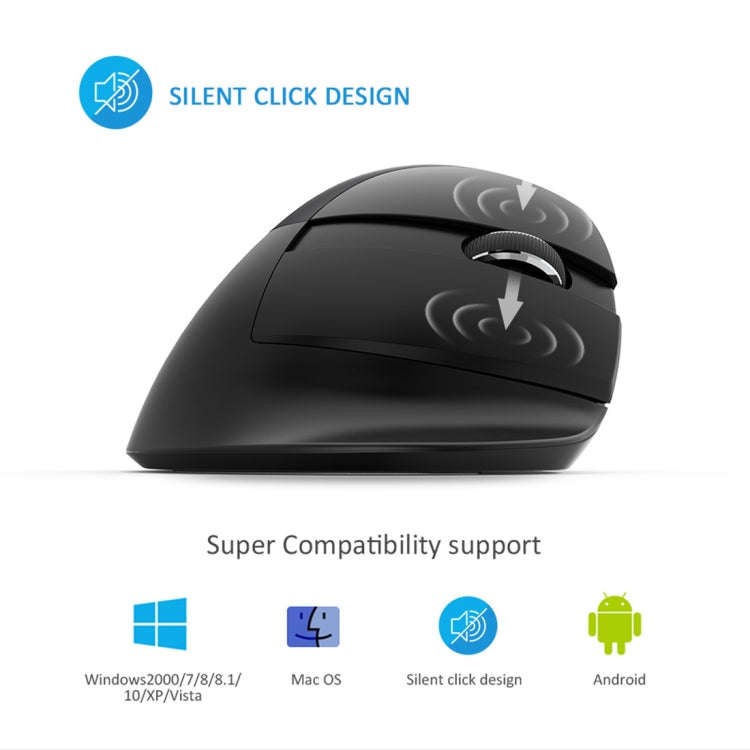DELUX M618 Mini 2.4G Wireless 2400DPI USB Rechargeable Ergonomic Vertical Mouse(Grey)