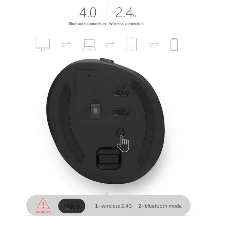 DELUX M618 Mini 2.4G Wireless 2400DPI USB Rechargeable Ergonomic Vertical Mouse(Grey)