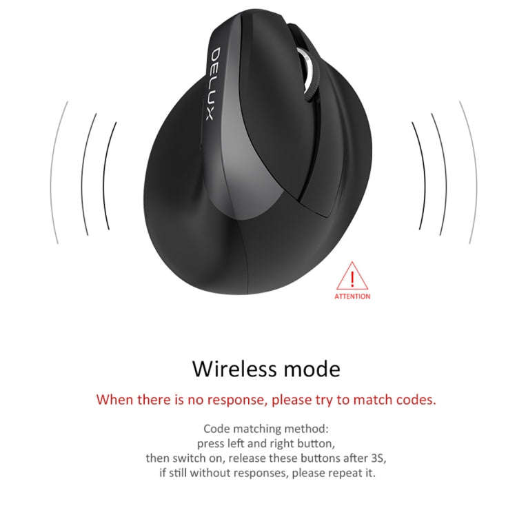 DELUX M618 Mini 2.4G Wireless 2400DPI USB Rechargeable Ergonomic Vertical Mouse(Grey)