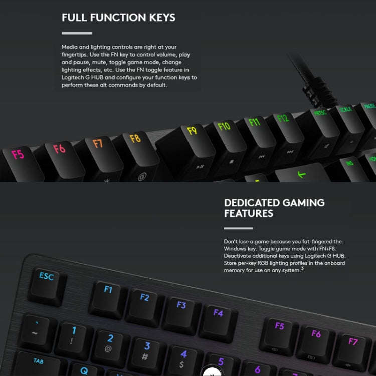 Logitech G512 RGB C-axis Mechanical Wired Gaming Keyboard, Length: 1.8m (Black)