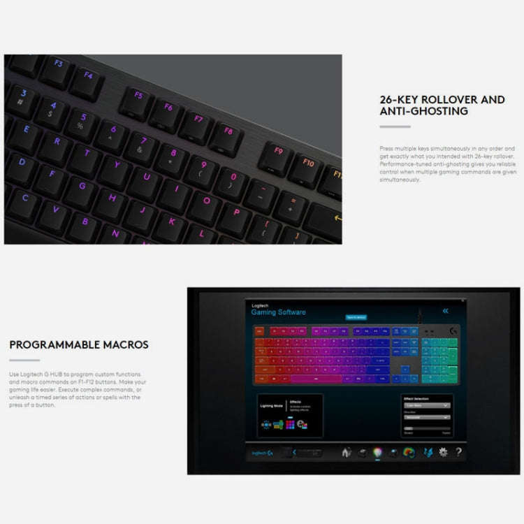 Logitech G512 RGB C-axis Mechanical Wired Gaming Keyboard, Length: 1.8m (Black)