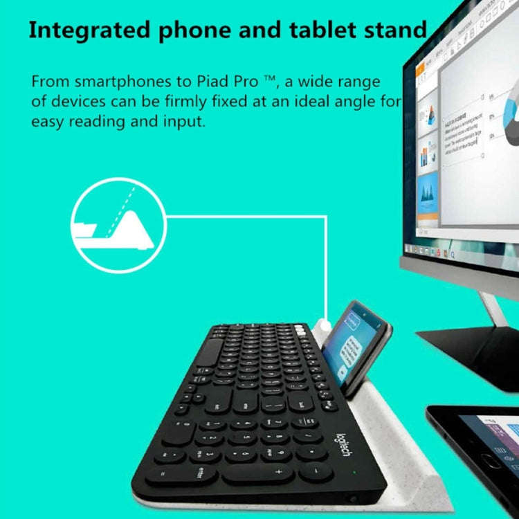Logitech K780 Multi-device Bluetooth + Unifying Dual Mode Wireless Keyboard with Stand (Black)