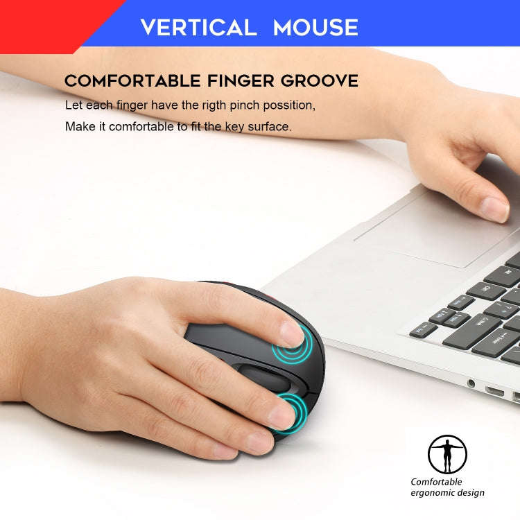 HXSJ T31 2.4GHz 2400DPI Three-speed Adjustable 7-keys Rechargeable Vertical Wireless Optical Mouse