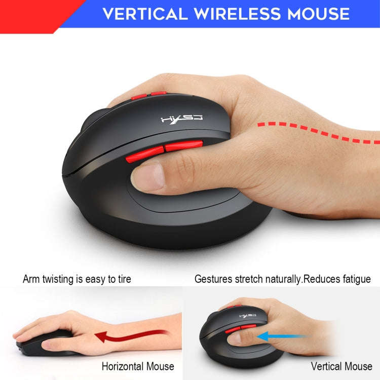HXSJ T31 2.4GHz 2400DPI Three-speed Adjustable 7-keys Rechargeable Vertical Wireless Optical Mouse