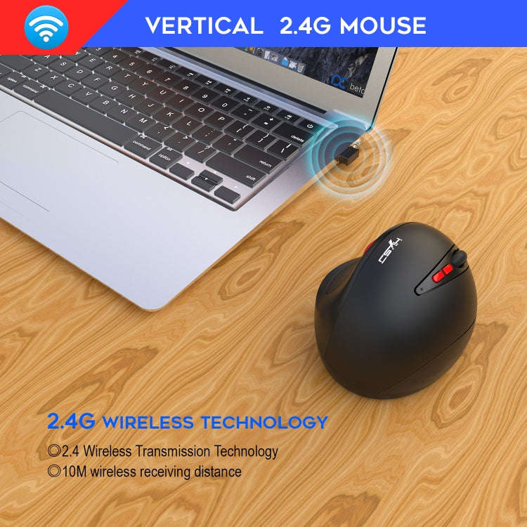HXSJ T31 2.4GHz 2400DPI Three-speed Adjustable 7-keys Rechargeable Vertical Wireless Optical Mouse