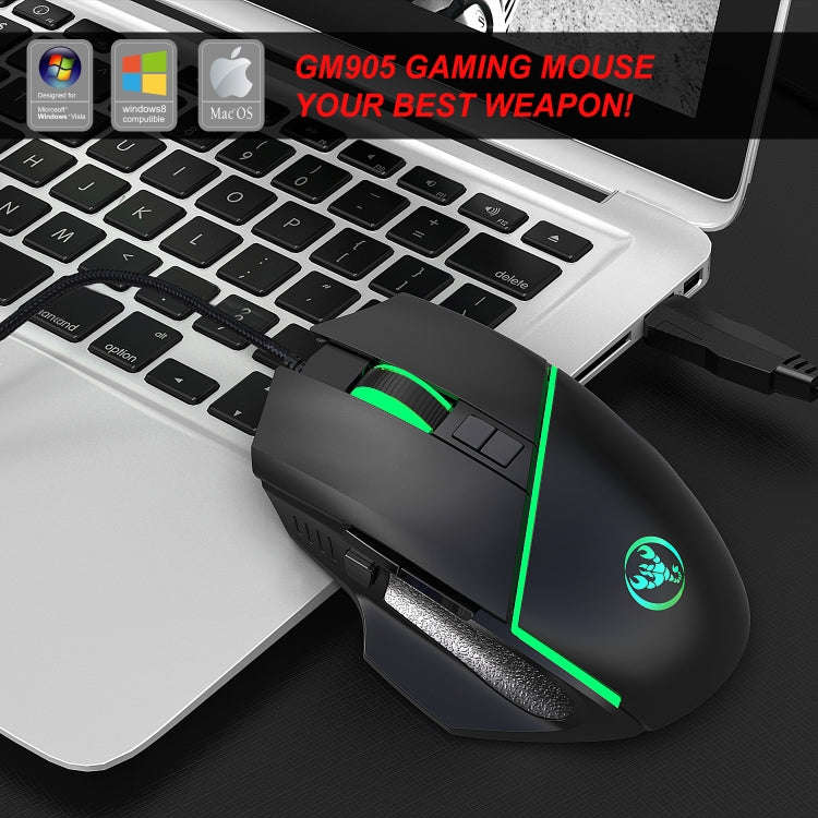 HXSJ A876 Wired Mouse Colorful Synchronous Light Emission 6400dpi Adjustable Light Gaming Mouse, ...