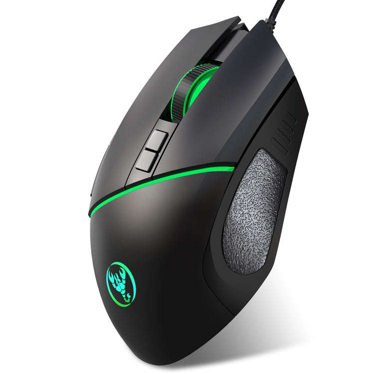 HXSJ A876 Wired Mouse Colorful Synchronous Light Emission 6400dpi Adjustable Light Gaming Mouse, ...