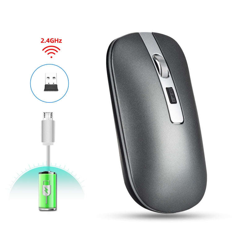 HXSJ M30 Rechargeable Wireless Mouse Metal Wheel Mute 2.4G Office Mouse 500 mAh Built-in Battery(...