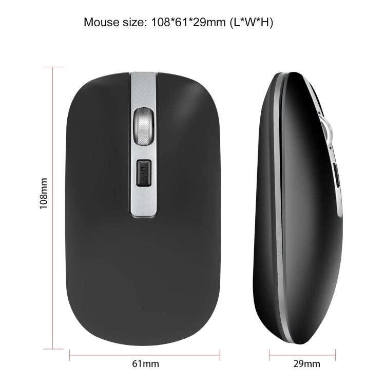 HXSJ M30 Rechargeable Wireless Mouse Metal Wheel Mute 2.4G Office Mouse 500 mAh Built-in Battery(...