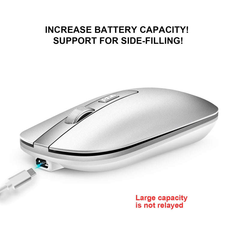 HXSJ M30 Rechargeable Wireless Mouse Metal Wheel Mute 2.4G Office Mouse 500 mAh Built-in Battery(...