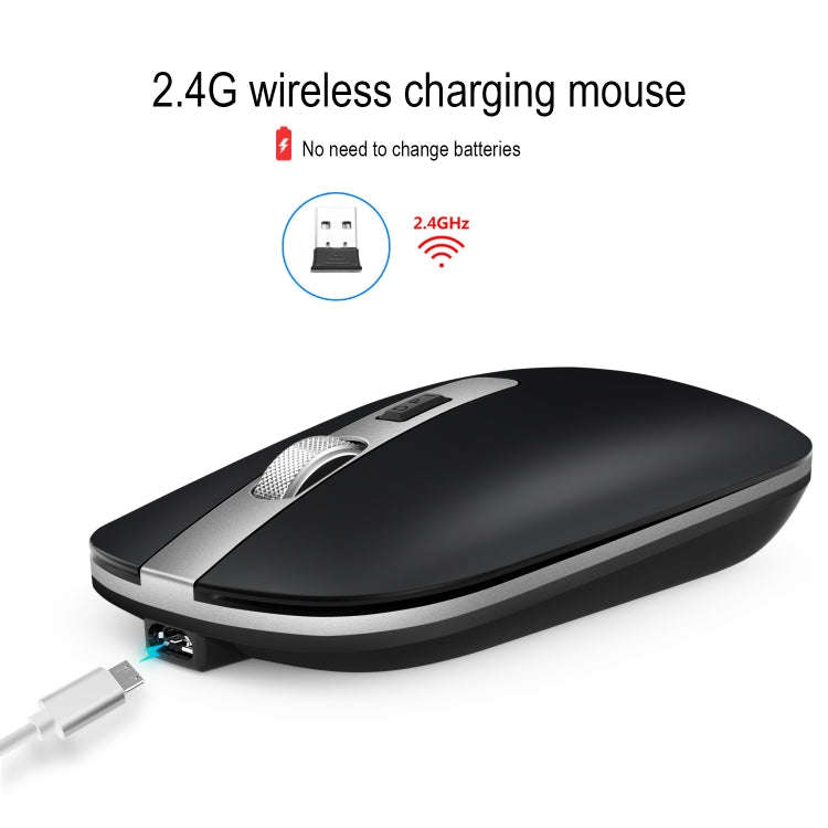 HXSJ M30 Rechargeable Wireless Mouse Metal Wheel Mute 2.4G Office Mouse 500 mAh Built-in Battery(...