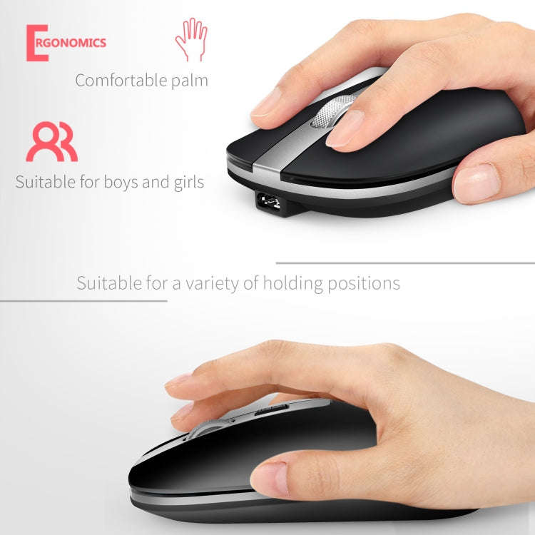 HXSJ M30 Rechargeable Wireless Mouse Metal Wheel Mute 2.4G Office Mouse 500 mAh Built-in Battery(...