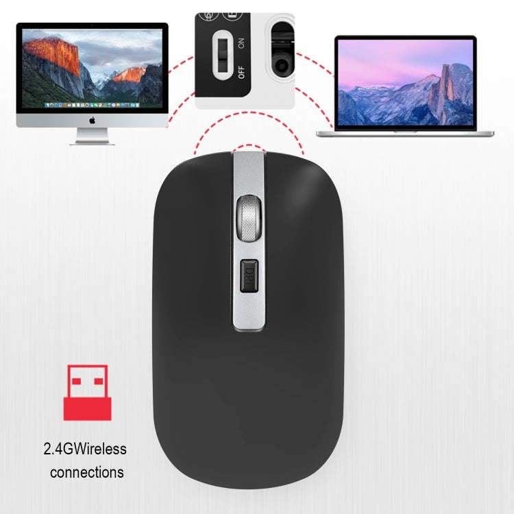 HXSJ M30 Rechargeable Wireless Mouse Metal Wheel Mute 2.4G Office Mouse 500 mAh Built-in Battery(...
