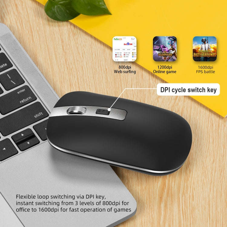 HXSJ M30 Rechargeable Wireless Mouse Metal Wheel Mute 2.4G Office Mouse 500 mAh Built-in Battery(...