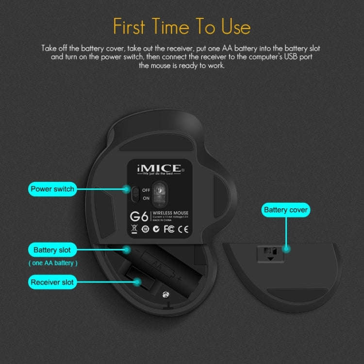 iMICE G6 Wireless Mouse 2.4G Office Mouse 6-button Gaming Mouse(Red)