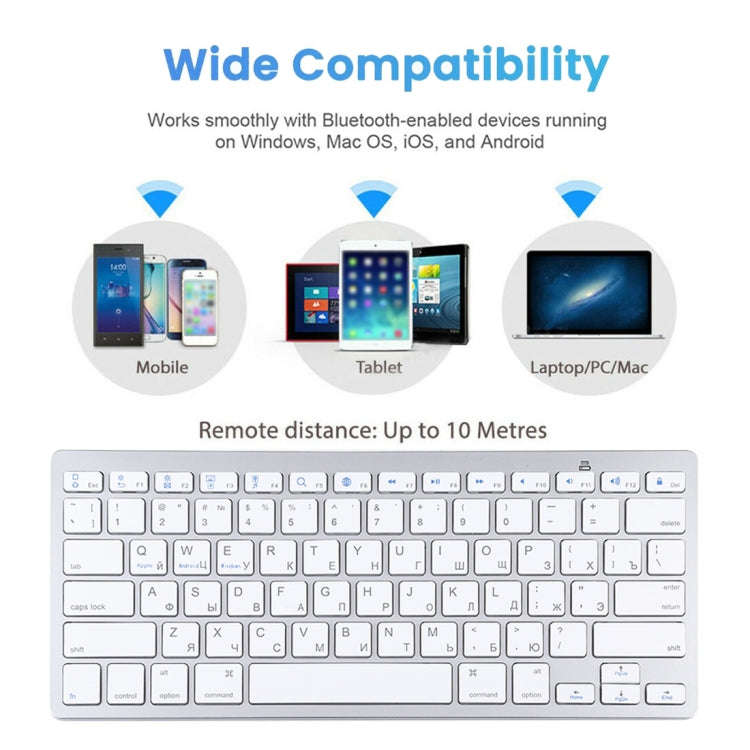 WB-8022 Ultra-thin Wireless Bluetooth Keyboard for iPad, Samsung, Huawei, Xiaomi, Tablet PCs or S...