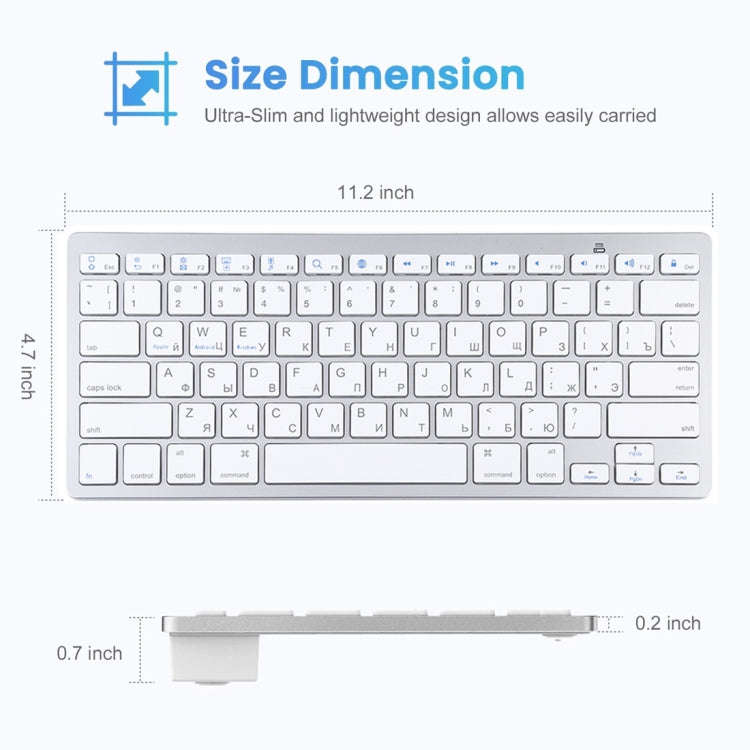 WB-8022 Ultra-thin Wireless Bluetooth Keyboard for iPad, Samsung, Huawei, Xiaomi, Tablet PCs or S...