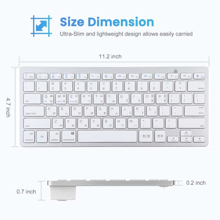 WB-8022 Ultra-thin Wireless Bluetooth Keyboard for iPad, Samsung, Huawei, Xiaomi, Tablet PCs or S...