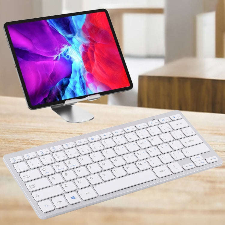 WB-8022 Ultra-thin Wireless Bluetooth Keyboard, Portuguese Keys(Silver)